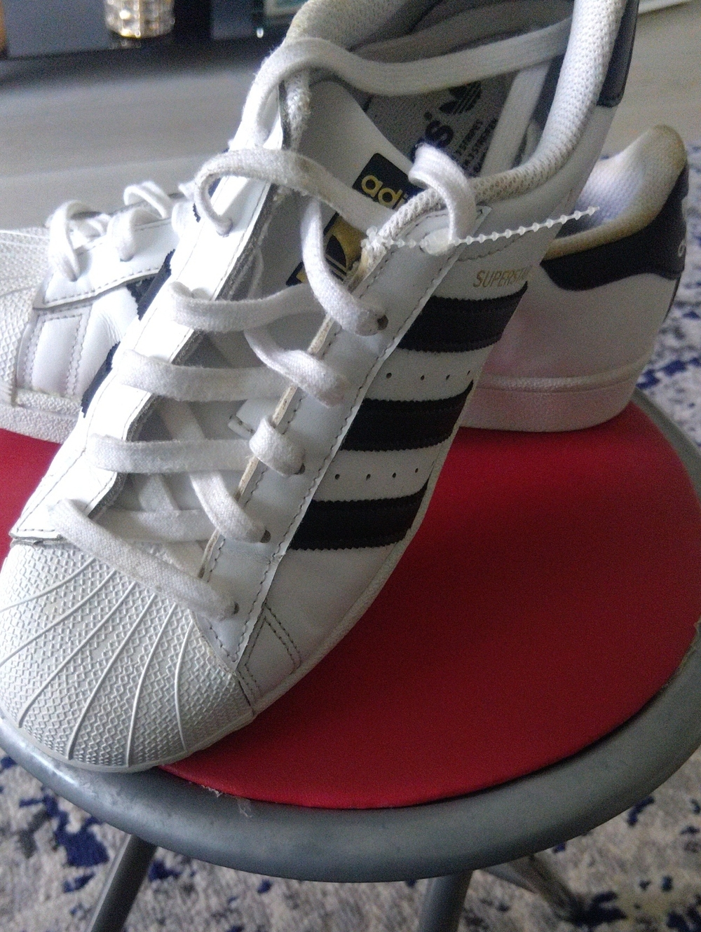 adidas White and Black Classic Shell-Toe Sneakers